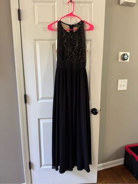 Lulus Black Lace Halter Evening Gown